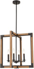 Ponza Large Modern Farmhouse Wood Rectangle Chandelier Light Fixture 4-Light