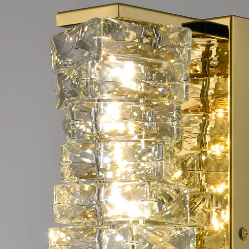 Crystal Gold Bathroom Vanity Lights LED Stainless Steel, 18.5-In