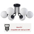 6-light Modern Globe Black Semi Flush Mount Ceiling Light Fixture for Bedroom