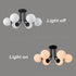 6-light Modern Globe Black Semi Flush Mount Ceiling Light Fixture for Bedroom