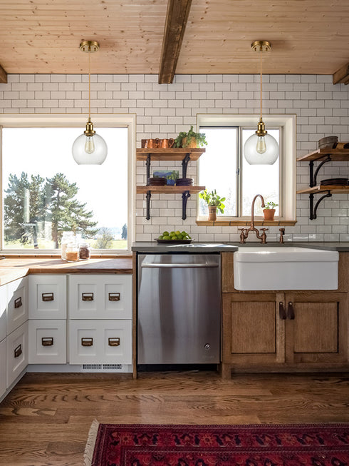 Modern Brass Globe Seeded Glass Pendant Lights Golden Finish