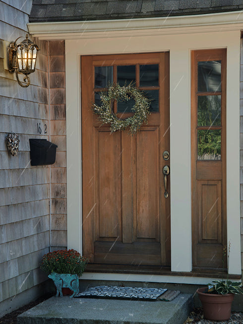 Exterior Wall Light Glass Shade Waterproof Wall Lantern Brass with Rust