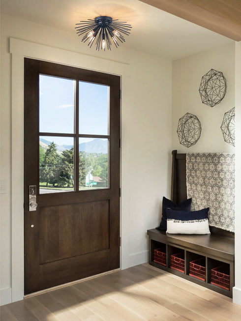 Indsutrial Sputnik Flush Mount Ceiling Light Black Light Fixture