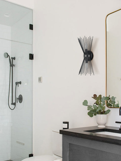 Industrial Starburst Wall Sconce 2-Light Black Wall Lights