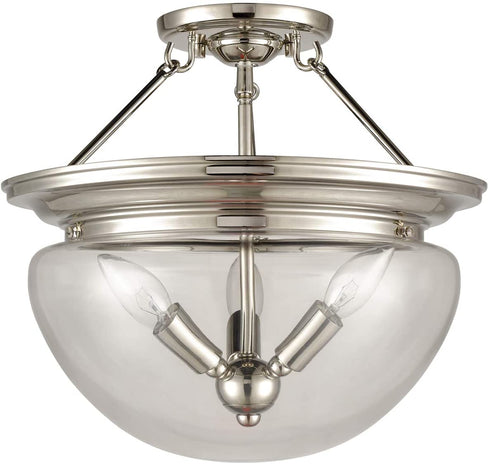 Puglia Modern Semi Flush Ceiling Light 3-Light Clear Glass Shade