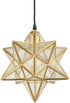 Sorrento Brass Moravian Star Pendant Light Seeded Glass Shade 11-In
