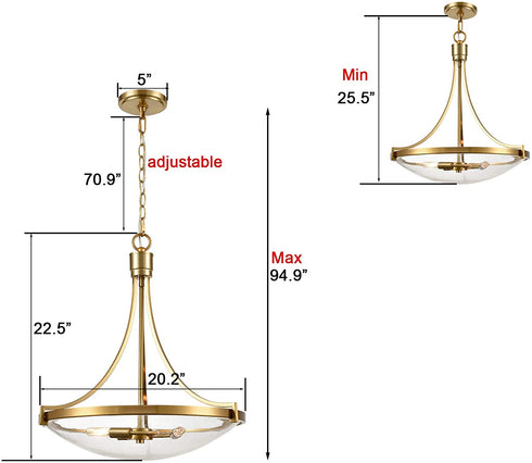Scafati Modern Seeded Glass Pendant Light Brass Finish-3 Light