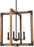 Ponza Large Modern Farmhouse Wood Rectangle Chandelier Light Fixture 4-Light