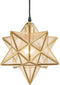 Sorrento Brass Moravian Star Pendant Light Seeded Glass Shade 11-In