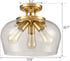 Venice Brass 3-Light Ceiling Light Semi Flush Mount Clear Glass Shade