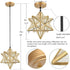 Sorrento Brass Moravian Star Pendant Light Seeded Glass Shade 11-In