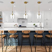 Modern Gold with Bell Shade Glass Shade Adjustable Pendant Light Fixture