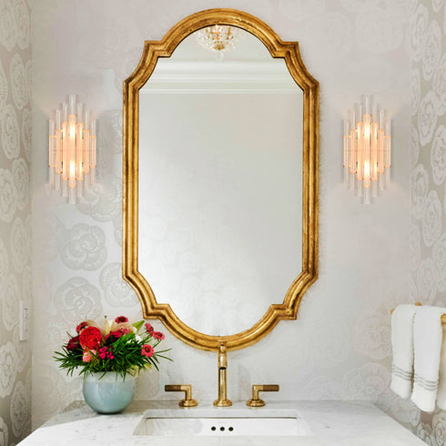 Contemporary Frosted Crystal Wall Sconce Gold Wall Light Fixture