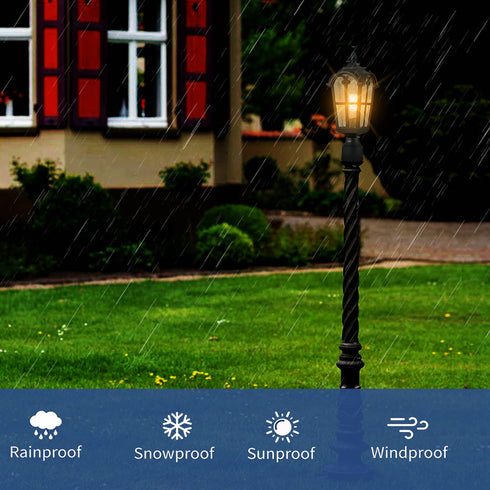 Industrial Outdoor Post Light Pillar Lantern with Pier Mount Matte Black