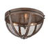 Vintage Wood Grain Metal Cage Flush Mount Ceiling Light With 3-Lights