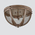 Vintage Wood Grain Metal Cage Flush Mount Ceiling Light With 3-Lights