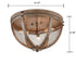 Vintage Wood Grain Metal Cage Flush Mount Ceiling Light With 3-Lights