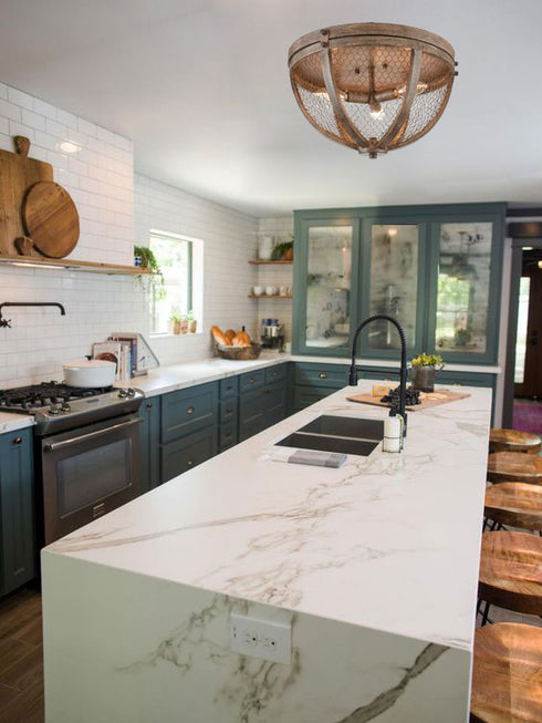 Vintage Wood Grain Metal Cage Flush Mount Ceiling Light With 3-Lights