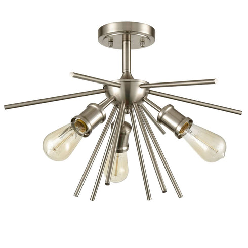 Mid Century Ceiling Light Sputnik Chandelier Fixture Brushed Nickel