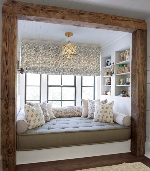 Sorrento Brass Moravian Star Pendant Light Seeded Glass Shade 11-In