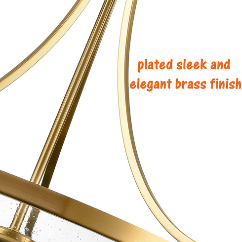 Scafati Modern Seeded Glass Pendant Light Brass Finish-3 Light