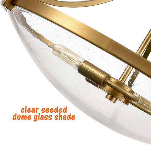 Scafati Modern Seeded Glass Pendant Light Brass Finish-3 Light