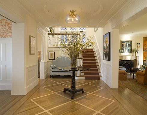 Venice Brass 3-Light Ceiling Light Semi Flush Mount Clear Glass Shade