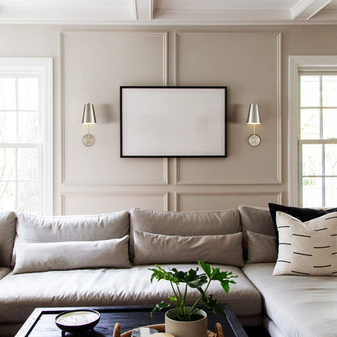 Modern Plug in Wall Sconce with Cord Set of 2 Brushed Nickel Wall Light