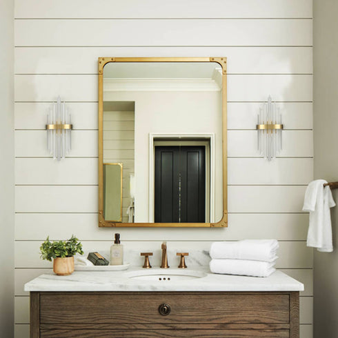 Modern Gold Wall Sconces Set of Two Wall Light with Crystal Frosted Glass