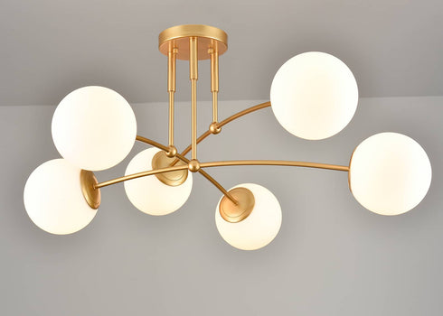Modern Gold Ceiling Light 6-Light Globe Chandelier