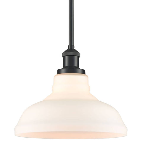 Black Pendant Lighting for Kitchen Island with Opal Glass Shade
