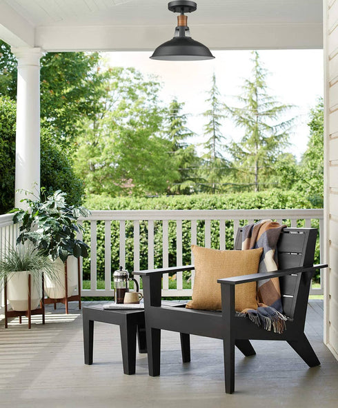 Farmhouse Semi Flush Mount Ceiling Light Black Barn Shade