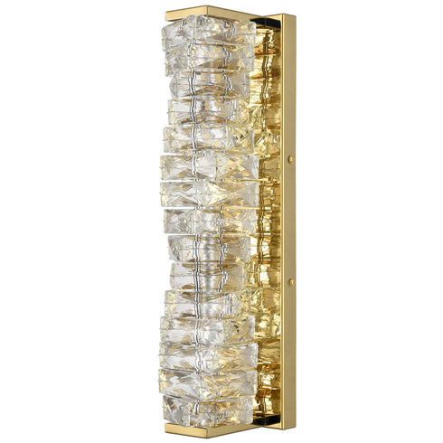 Crystal Gold Bathroom Vanity Lights LED Stainless Steel, 18.5-In