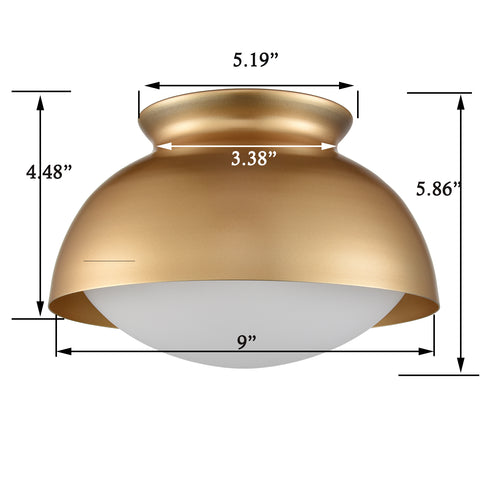 Gold Ceiling Light Flush Mount Fixture Milky White Glass