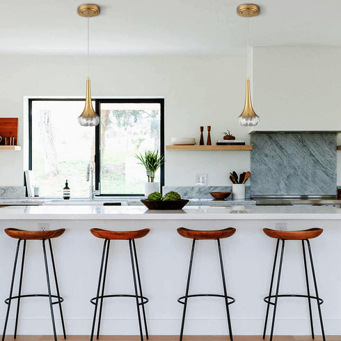 Modern Flower Crystal Pendant Light Fixture G9 Gold Pendant Light Kitchen Island