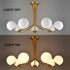 Mid-Century Modern Gold Semi Flush Mount Ceiling Light 7-Light Globe Chandelier Light