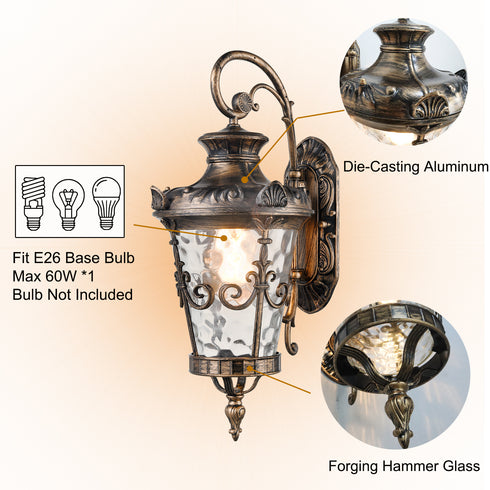 Patio Wall Light Fixture Waterproof Matte Black Wall Sconce