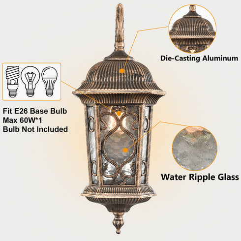 Outdoor Wall Lights Waterproof Outside Porch Light Water Glass Shade