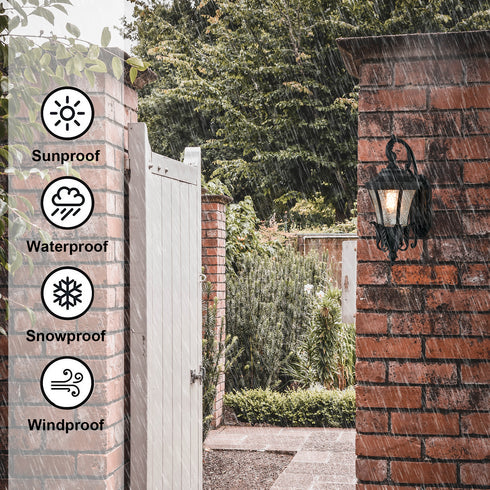 Retro Outdoor Wall Light Fixture Wall Mount Waterproof Matte Black Wall Sconce 20.87" H Glass Outdoor Lantern