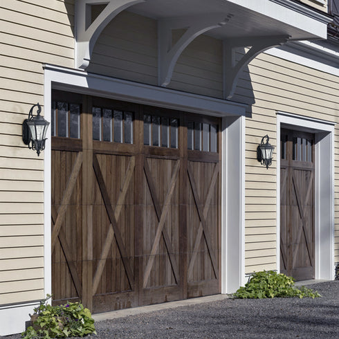 Retro Outdoor Wall Light Fixture Wall Mount Waterproof Matte Black Wall Sconce 20.87" H Glass Outdoor Lantern