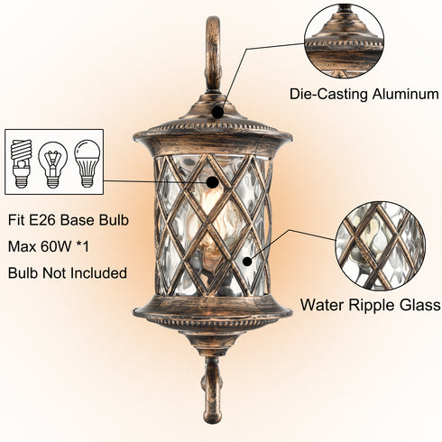 Retro Outside Wall Lights Water Glass Exterior Wall Sconces