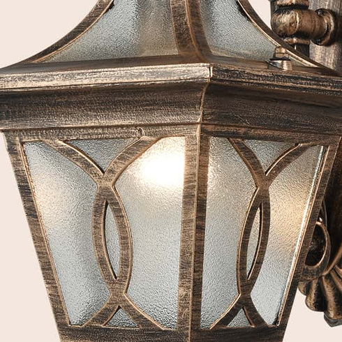 Antique Bronze Outdoor Wall Light Fixture with Water Glass Shade