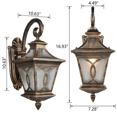 Antique Bronze Outdoor Wall Light Fixture with Water Glass Shade