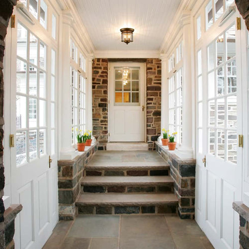 Antique Brass Flush Mount Ceiling Light 2-Light Glass Ceiling Light Fixture