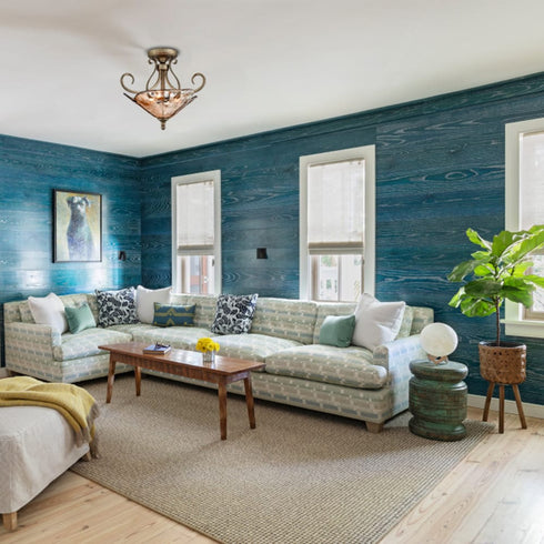 Art Deco Semi Flush Rustic Ceiling Light Amber Glass Shade