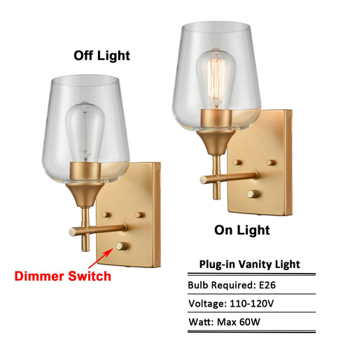 Gold Bathroom Vanity Lighting plug in Wall Sconce