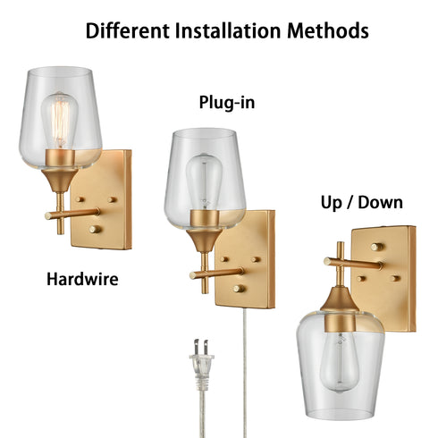 Gold Bathroom Vanity Lighting plug in Wall Sconce