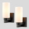Bathroom Modern Black Wall Sconce Milky White Cylinder Glass Set of 2