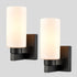 Bathroom Modern Black Wall Sconce Milky White Cylinder Glass Set of 2