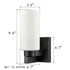 Bathroom Modern Black Wall Sconce Milky White Cylinder Glass Set of 2